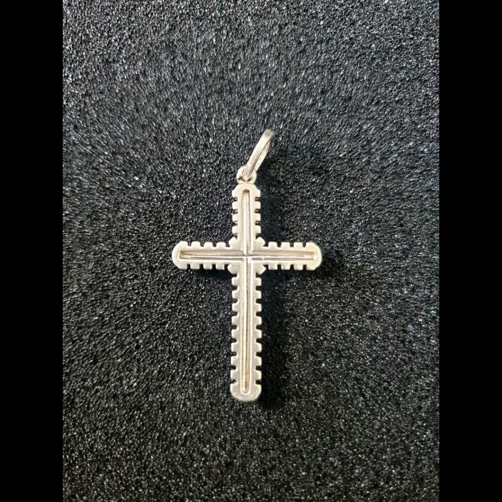 Men Women 925 Sterling Silver Micro Pave Cubic Zirconia Cross Pendant - Picture 3 of 11